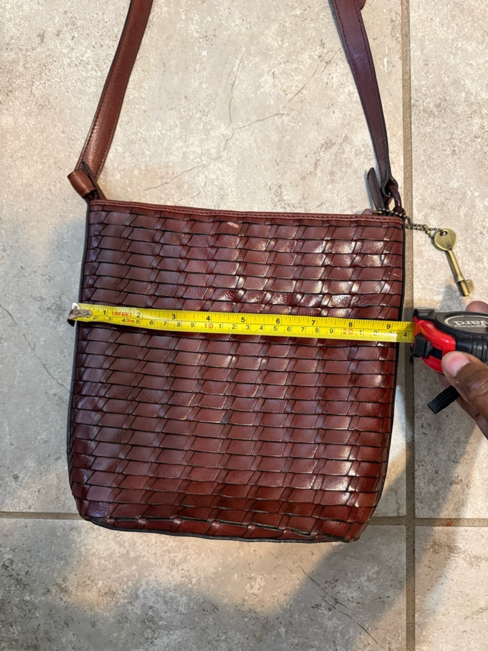 Fossil Dark Brown Woven Crossbody Bag - Picture 10 of 11